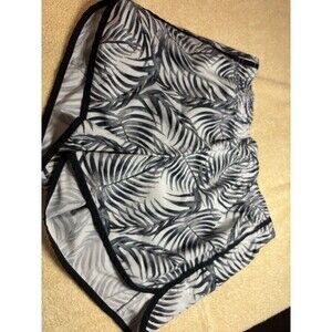 Athleta Women's Athletic Leaf Print Shorts Gray Black White Polyester Spandex